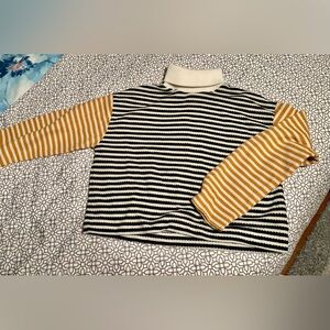 Zara M Striped Yellow and Blue Crop Knit Sweater